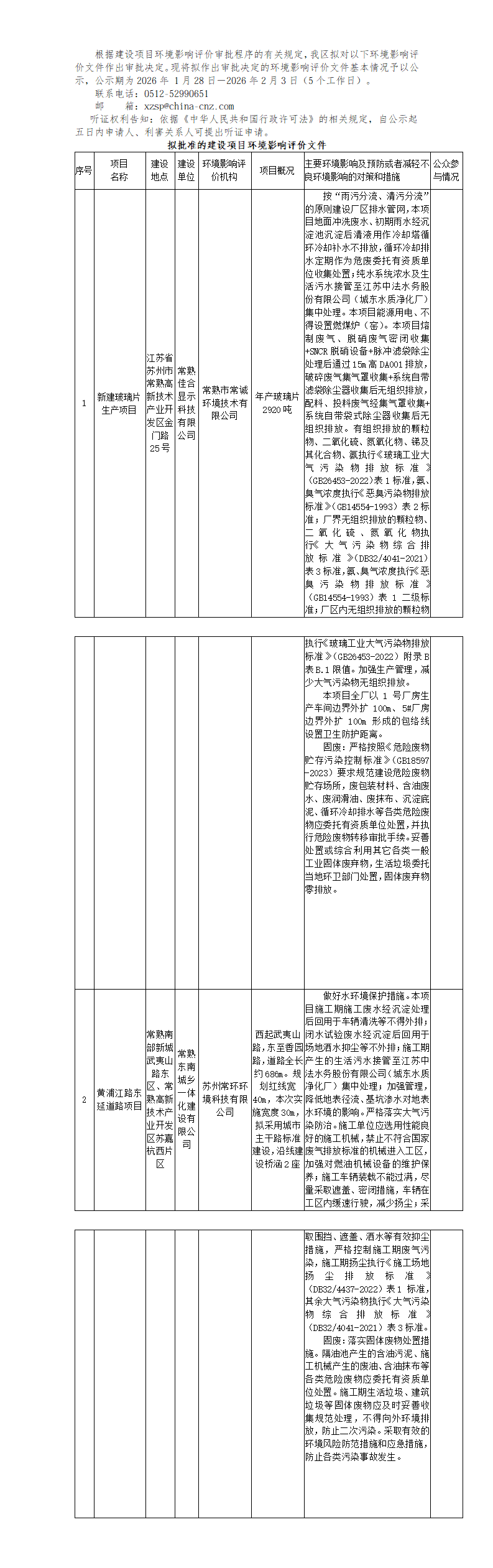 2026年 1月28日常熟高新技術產業(yè)開發(fā)區(qū)關于擬作出審批決定的環(huán)境影響評價文件公示_01.png